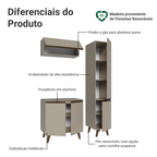 Conjunto Gabinete para Banheiro 120cm 5 Portas Crema Nice Madesa 03