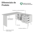 Escrivaninha Penteadeira de Canto 3 Gavetas Branco Madesa