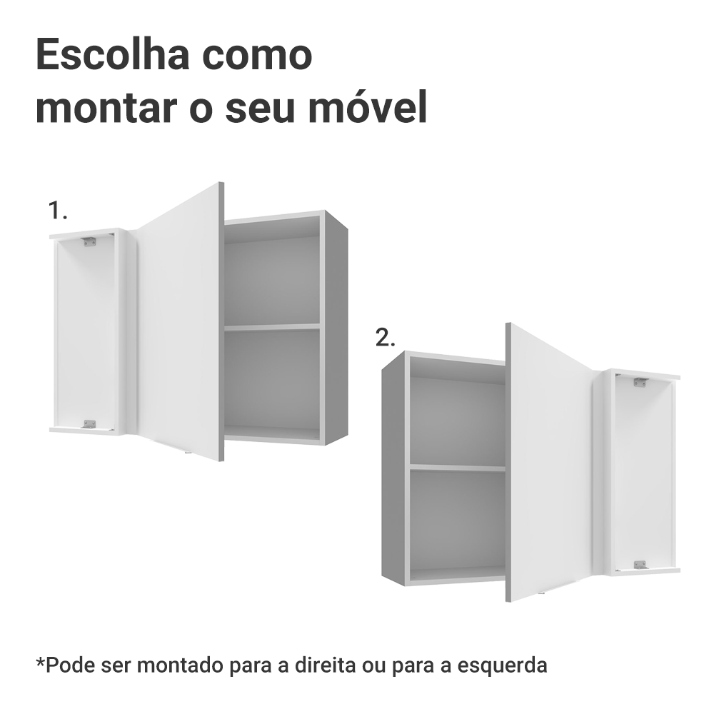 Armário Aéreo de Canto para Quarto 1 Porta Branco Neo Madesa