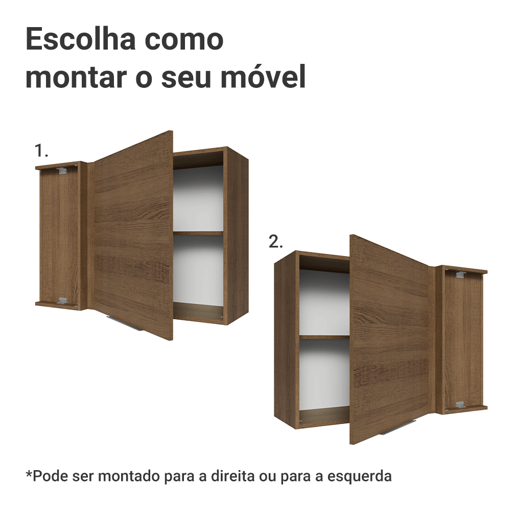 Armário Aéreo de Canto para Quarto 1 Porta Rustic Neo Madesa