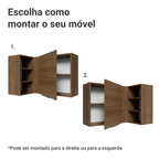 Armário Aéreo de Canto para Quarto 1 Porta e 3 Nichos Rustic Neo Madesa