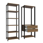 Guarda-Roupa Closet Modulado Valencia 2 Gavetas 129cm Rustic/Preto Madesa