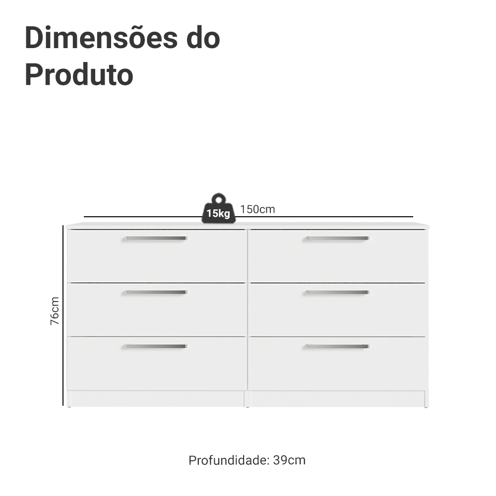 Conjunto Quarto Infantil com Guarda Roupa 2 Portas com Espelho e Cômoda Madesa