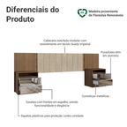 Cabeceira Extensível Estofada com 2 Mesas de Cabeceira Espelhadas Rustic/Imperial Madesa