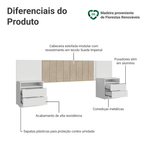 Cabeceira Extensível Estofada com 2 Mesas de Cabeceira Branco/Imperial Madesa