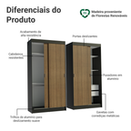 Conjunto 2 Guarda-Roupas 4 Portas de Correr Preto/Rustic Tokio Madesa