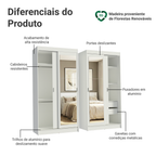 Conjunto 2 Guarda-Roupas 4 Portas de Correr com 2 Espelhos Branco Tokio Madesa