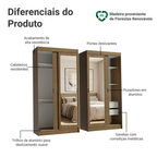 Conjunto 2 Guarda-Roupas 4 Portas de Correr com 2 Espelhos Rustic Tokio Madesa