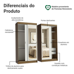 Conjunto 2 Guarda-Roupas 4 Portas de Correr com 2 Espelhos Rustic/Branco Tokio Madesa