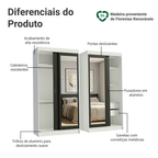 Conjunto 2 Guarda-Roupas 4 Portas de Correr com 2 Espelhos Branco/Preto Tokio Madesa