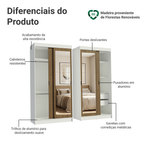 Conjunto 2 Guarda-Roupas 4 Portas de Correr com 2 Espelhos Branco/Rustic Tokio Madesa
