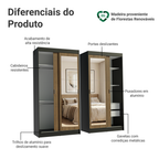 Conjunto 2 Guarda-Roupas 4 Portas de Correr com 2 Espelhos Preto/Rustic Tokio Madesa