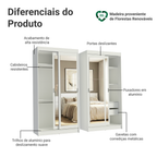 Conjunto 2 Guarda-Roupas 4 Portas de Correr com 4 Espelhos Branco Tokio Madesa
