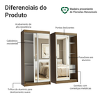 Conjunto 2 Guarda-Roupas 4 Portas de Correr com 4 Espelhos Rustic/Branco Tokio Madesa
