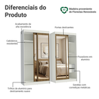 Conjunto 2 Guarda-Roupas 4 Portas de Correr com 4 Espelhos Branco/Rustic Tokio Madesa