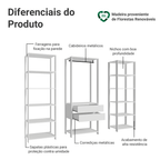 Guarda-Roupa Closet Modulado 2 Gavetas 188 cm Branco Valencia Madesa