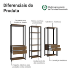 Guarda-Roupa Closet Modulado Valencia 4 Gavetas 199cm Rustic/Preto Madesa 02
