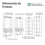 Guarda-Roupa Closet Modulado 4 Gavetas 258 cm Branco Valencia Madesa 03