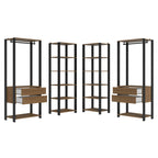 Guarda-Roupa Closet Modulado 4 Gavetas 258 cm Rustic/Preto Valencia Madesa 04