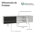 Rack para TV até 80 Polegadas 160cm com Pés Branco/Preto Torino Madesa