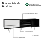 Rack para TV até 80 Polegadas 160cm com Pés Preto/Branco Torino Madesa