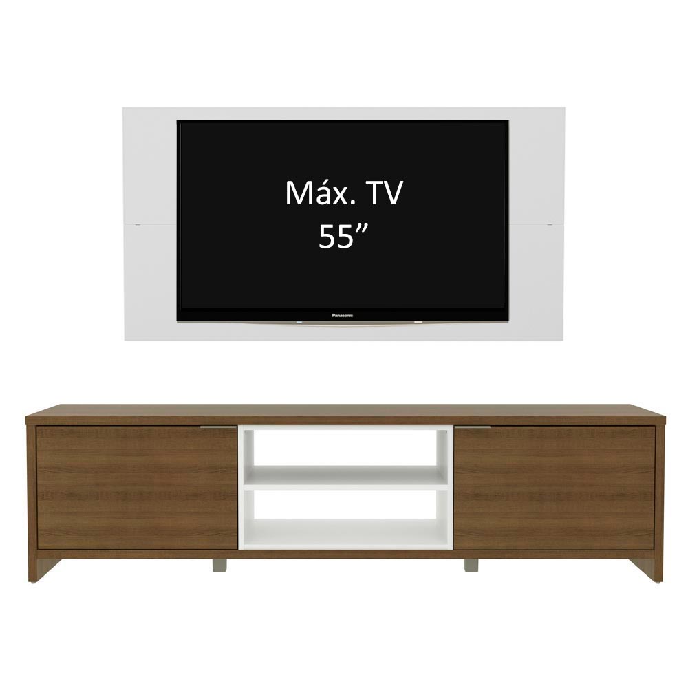 Rack Madesa Metz e Painel para TV até 55 Polegadas Rustic/Branco