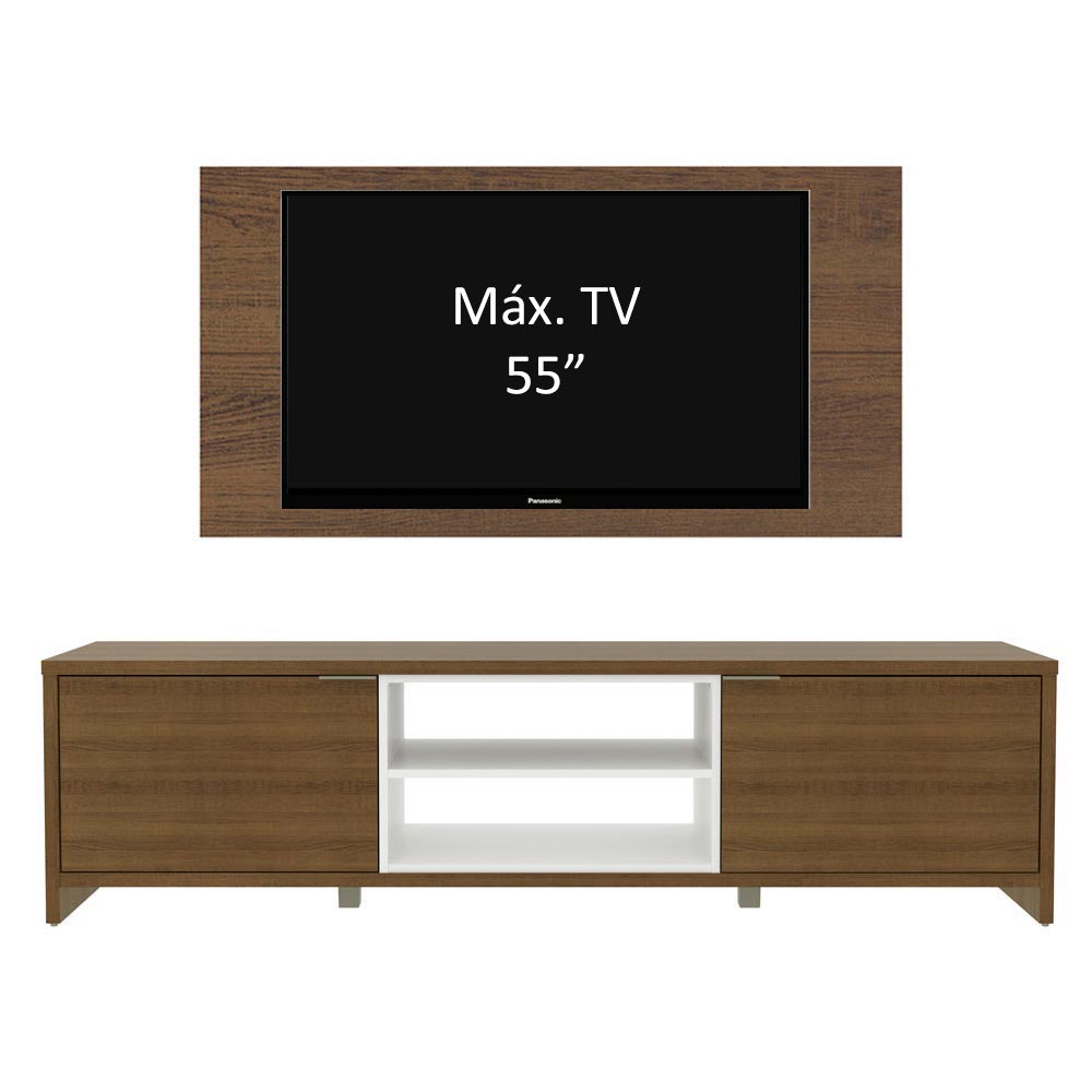 Rack Madesa Metz e Painel para TV até 55 Polegadas Rustic/Branco/Rustic