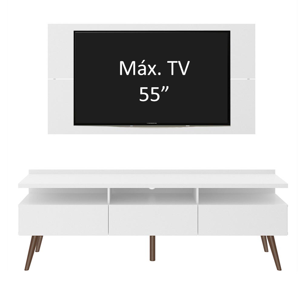 Rack Madesa Londres e Painel para TV até 55 Polegadas Branco