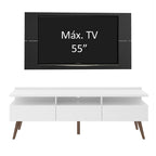 Rack Madesa Londres e Painel para TV até 55 Polegadas Branco/Preto