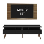 Rack Madesa Londres e Painel para TV até 55 Polegadas Rustic/Preto