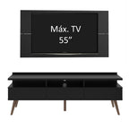 Rack Madesa Londres e Painel para TV até 55 Polegadas Preto