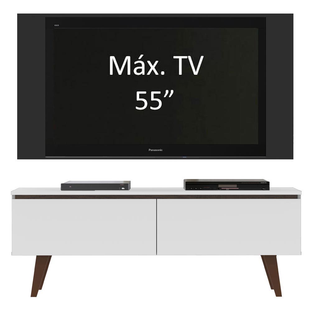 Rack Madesa Le Mans e Painel para TV até 55 Polegadas 2 Portas Branco/Preto