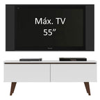 Rack Madesa Le Mans e Painel para TV até 55 Polegadas 2 Portas Branco/Preto