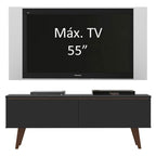 Rack Madesa Le Mans e Painel para TV até 55 Polegadas 2 Portas Preto/Branco