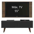 Rack Madesa Le Mans e Painel para TV até 55 Polegadas 2 Portas Preto/Rustic