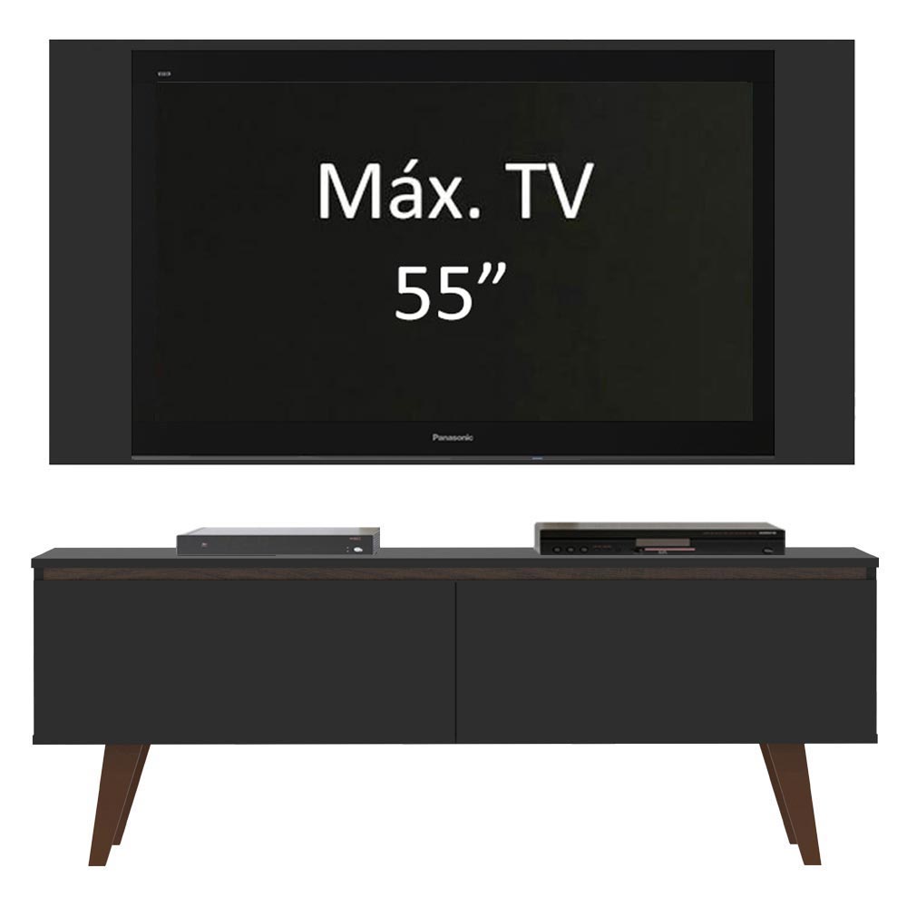 Rack Madesa Le Mans e Painel para TV até 55 Polegadas 2 Portas Preto