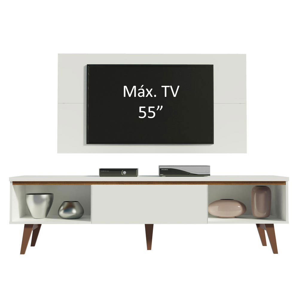 Rack Madesa Reims e Painel para TV até 55 Polegadas 2 Portas e 1 Gaveta Branco