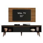 Rack Madesa Reims e Painel para TV até 55 Polegadas 2 Portas e 1 Gaveta Rustic/Preto