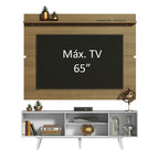 Rack Madesa Dubai e Painel para TV até 65 Polegadas com Pés Branco/Rustic 096E
