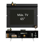 Rack Madesa Dubai e Painel para TV até 65 Polegadas com Pés Preto/Branco 7777