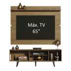 Rack Madesa Dubai e Painel para TV até 65 Polegadas com Pés Rustic/Preto 7K5Z