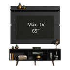 Rack Madesa Dubai e Painel para TV até 65 Polegadas com Pés Preto/Rustic 8ND8