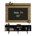 Rack Madesa Dubai e Painel para TV até 65 Polegadas com Pés Preto/Rustic D85Z
