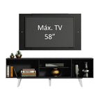 Rack Madesa Dubai com Pés e Painel para TV até 58 Polegadas Preto/Preto 8N77