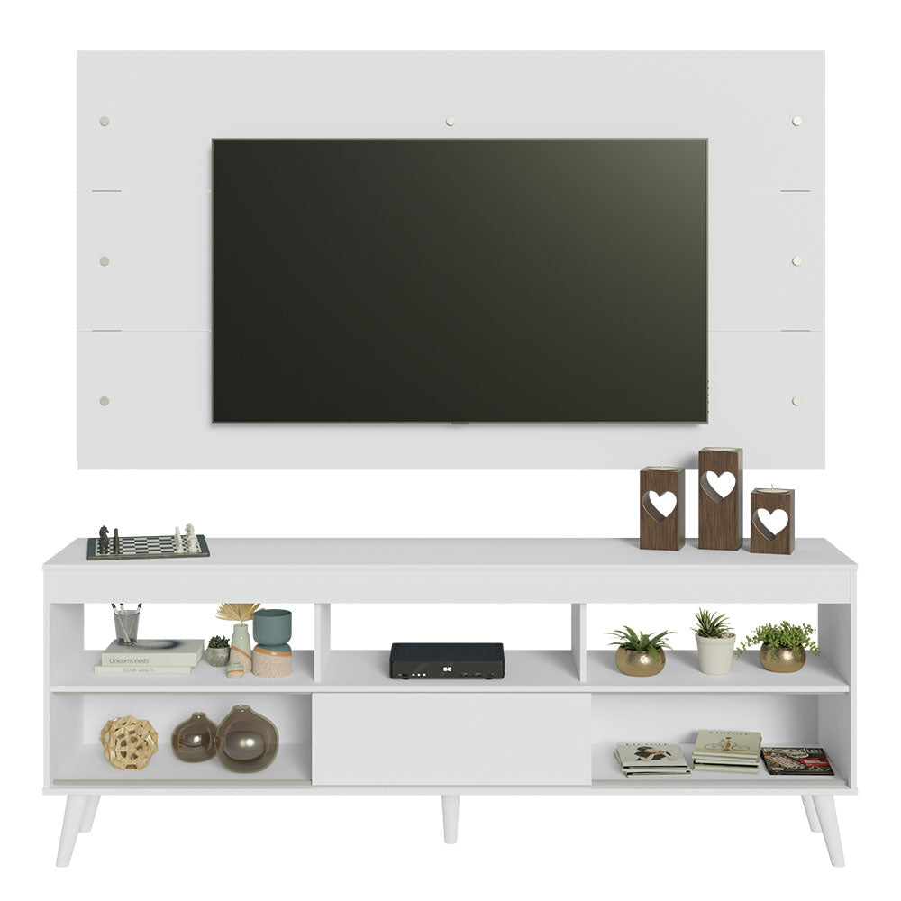 Rack com Painel para TV até 65 Polegadas com Pés Branco Detroit Madesa