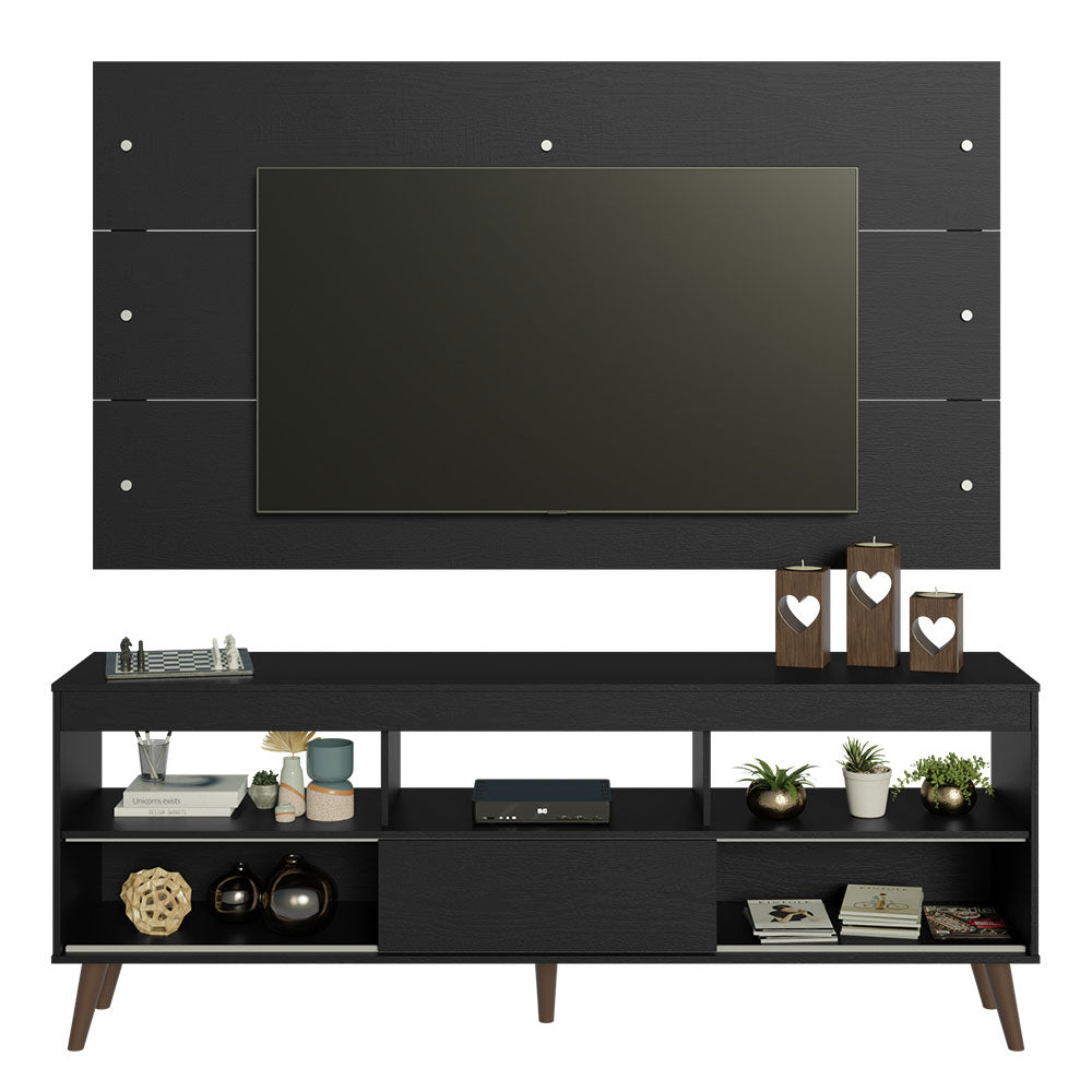 Rack com Painel para TV até 65 Polegadas com Pés Preto Detroit Madesa