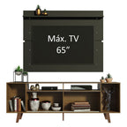 Rack Madesa Cancun com Pés e Painel para TV até 65 Polegadas Rustic/Preto 5ZD8