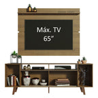 Rack Madesa Cancun com Pés e Painel para TV até 65 Polegadas Rustic/Branco 6E5Z