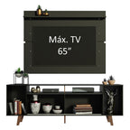 Rack Madesa Cancun com Pés e Painel para TV até 65 Polegadas Preto/Preto 8ND8