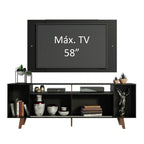 Rack Madesa Cancun com Pés e Painel para TV até 58 Polegadas Preto 8ND8